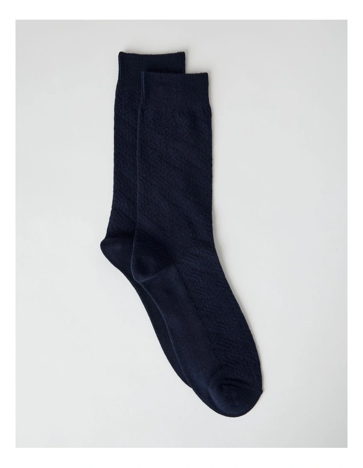 Australian Cotton Textured Socks in Navy image 1