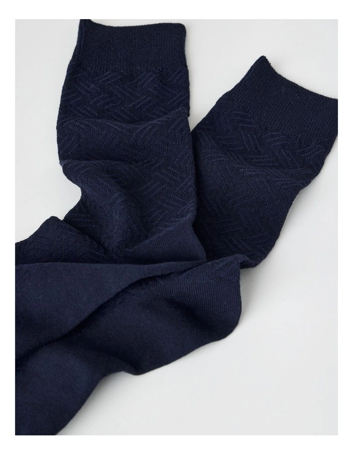 Australian Cotton Textured Socks in Navy image 2