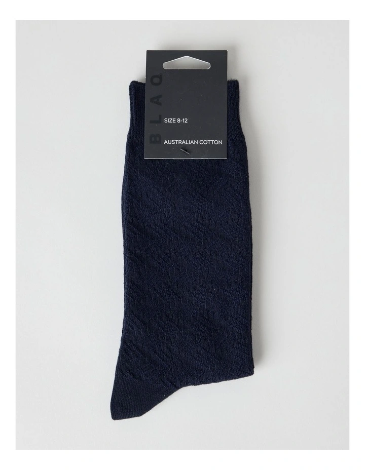 Australian Cotton Textured Socks in Navy image 3