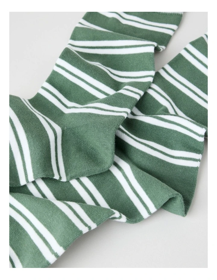 Australian Cotton Stripe Socks in Fir Green image 2