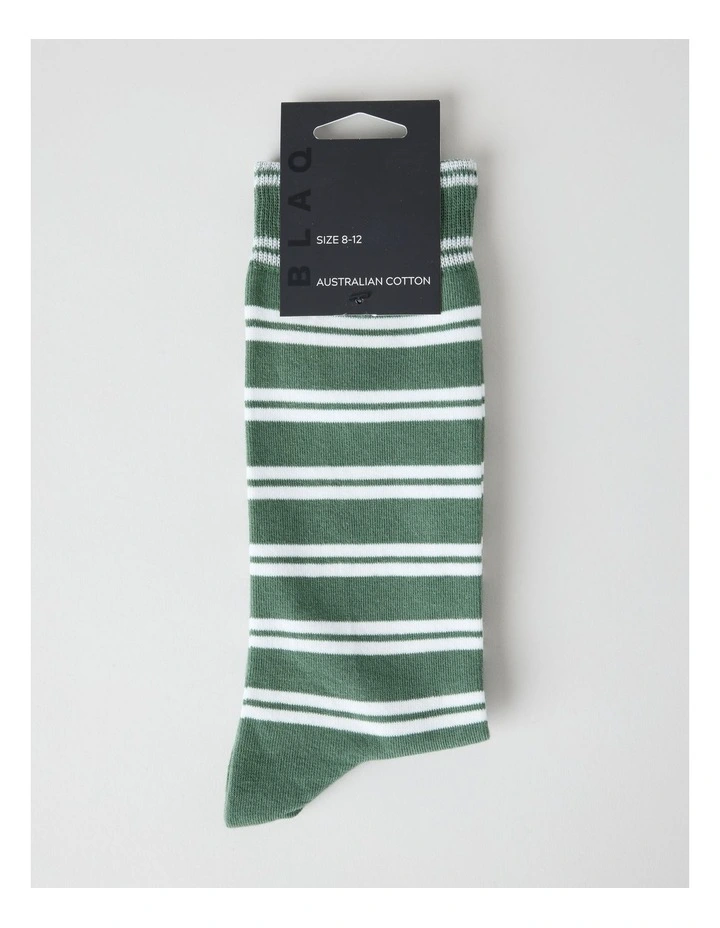 Australian Cotton Stripe Socks in Fir Green image 3
