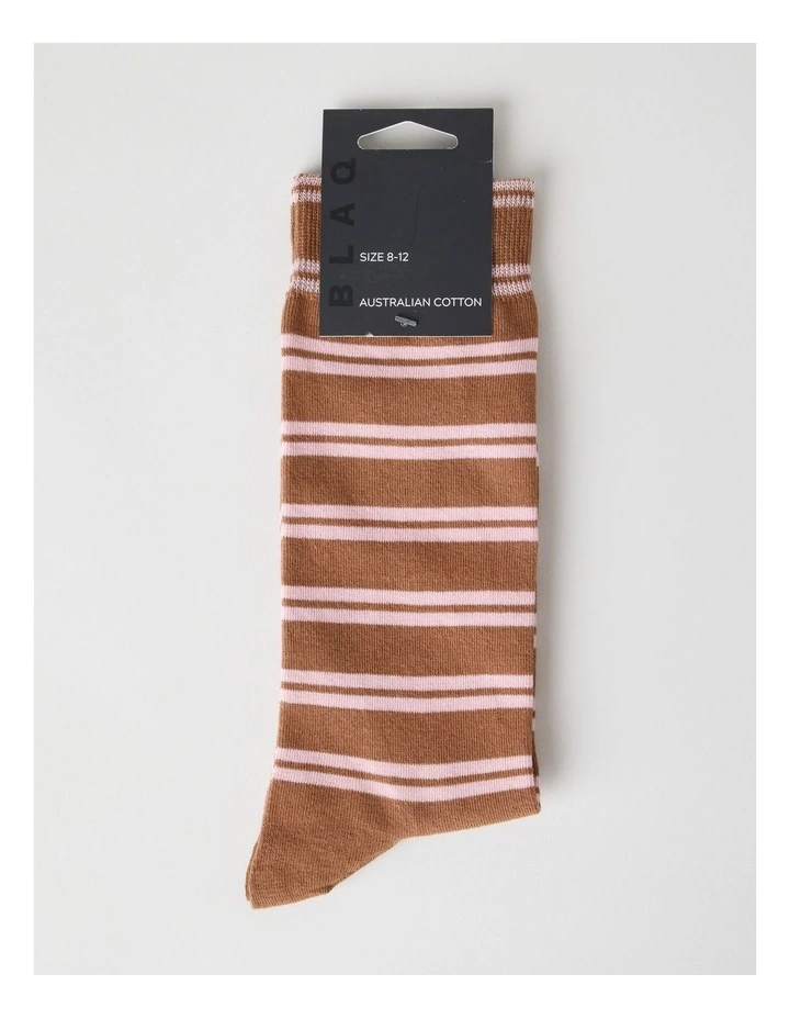 Australian Cotton Stripe Socks in Rich Hazelnut image 3