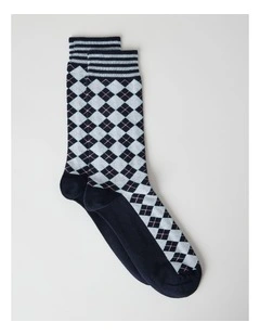 Australian Cotton Argyle Socks in Dark Night