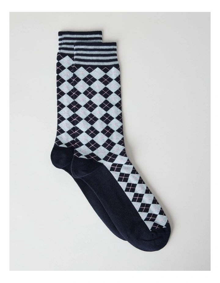 Australian Cotton Argyle Socks in Dark Night image 1