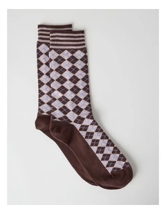 Australian Cotton Argyle Socks in Walnut