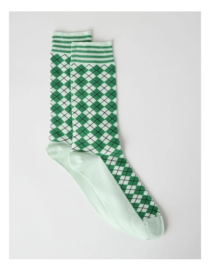 Australian Cotton Argyle Socks in Warm Mint image 1