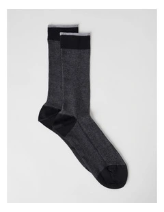 Australian Cotton Vertical Stripe Socks in Black