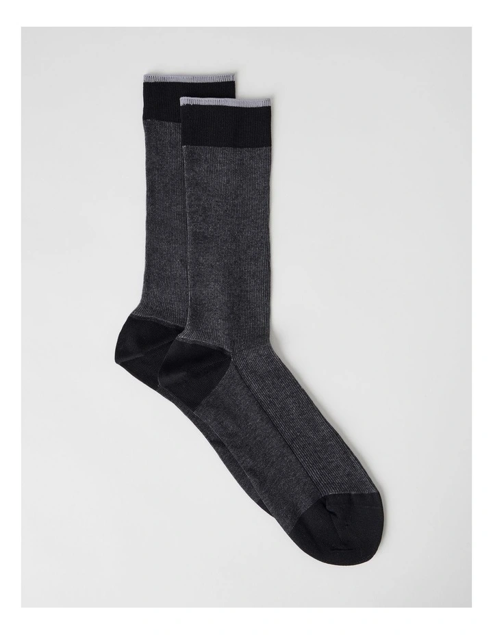 Australian Cotton Vertical Stripe Socks in Black image 1