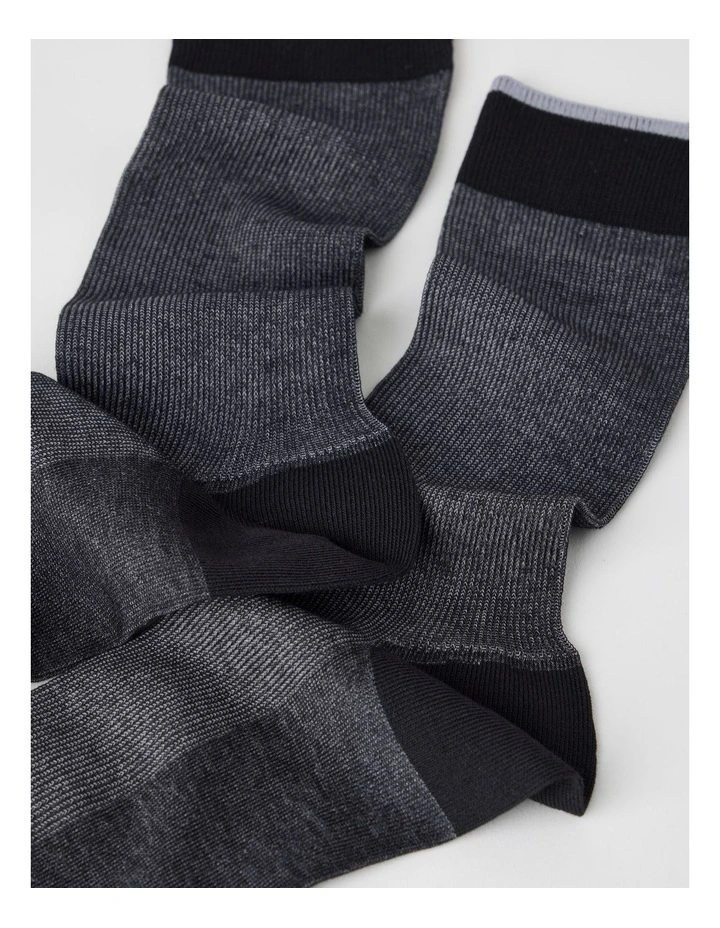 Australian Cotton Vertical Stripe Socks in Black image 2