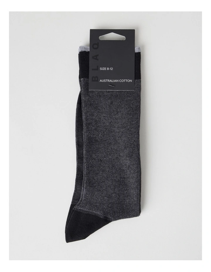 Australian Cotton Vertical Stripe Socks in Black image 3