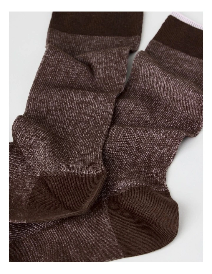 Australian Cotton Vertical Stripe Socks in Walnut image 2