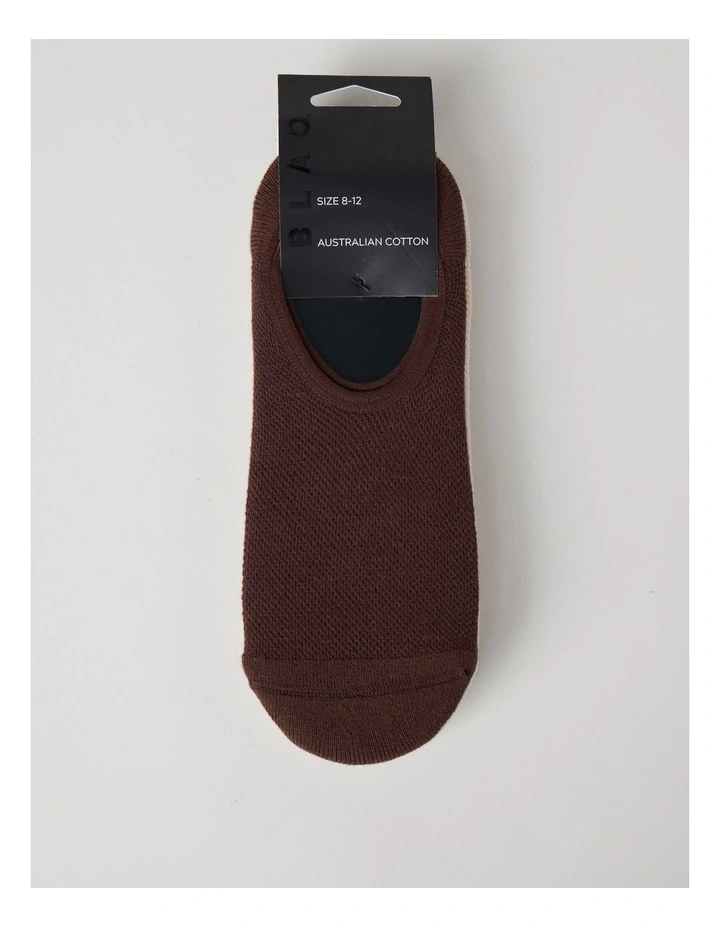 3 Pack Australian Cotton No Show Socks in Browns image 1