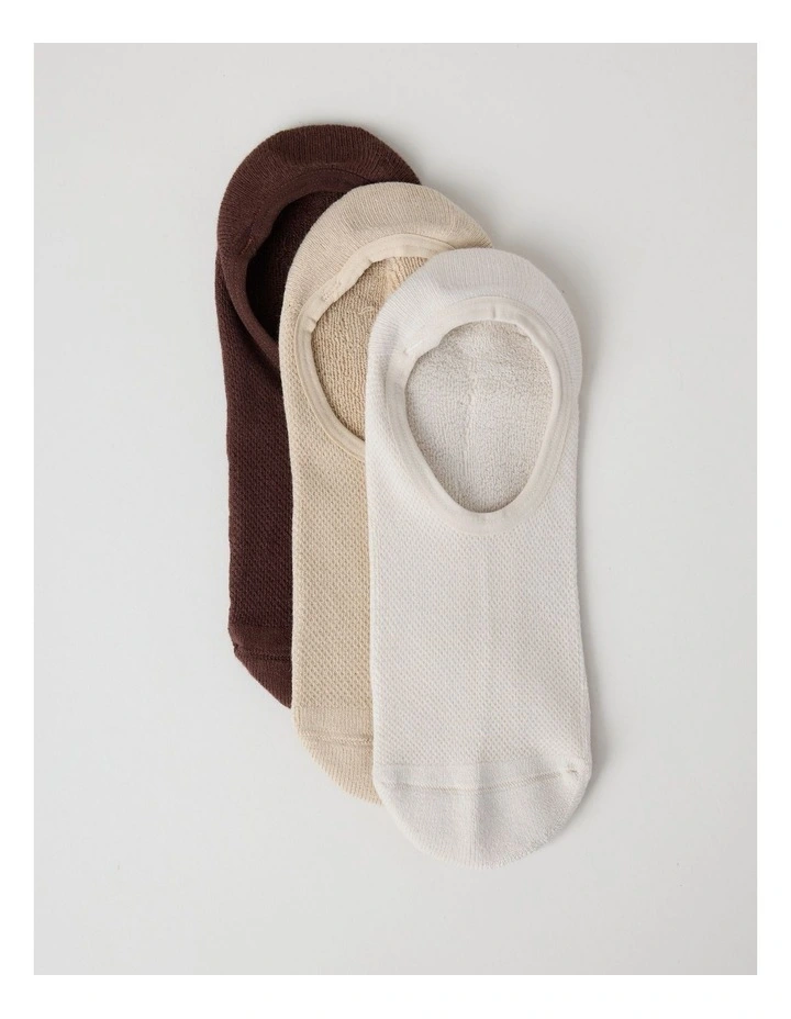 3 Pack Australian Cotton No Show Socks in Browns image 2