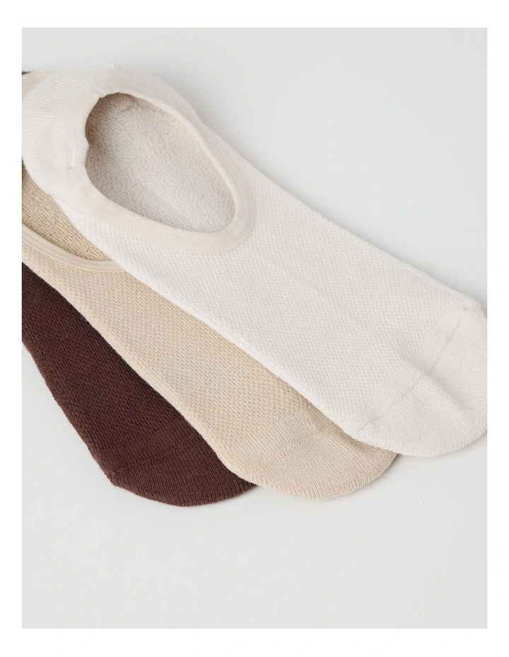 3 Pack Australian Cotton No Show Socks in Browns image 3