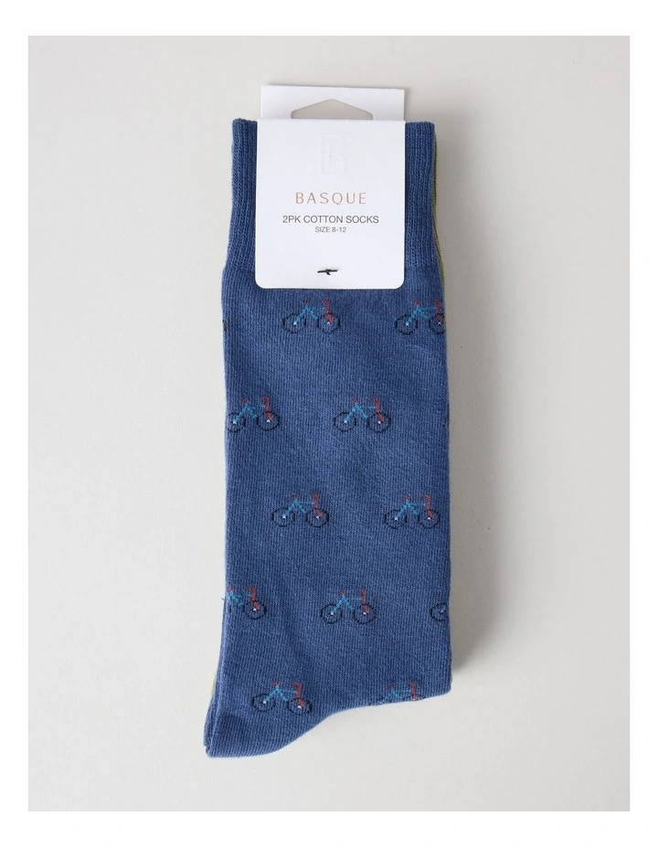 2 Pack Bike/Car Socks in Blue and Khaki image 3