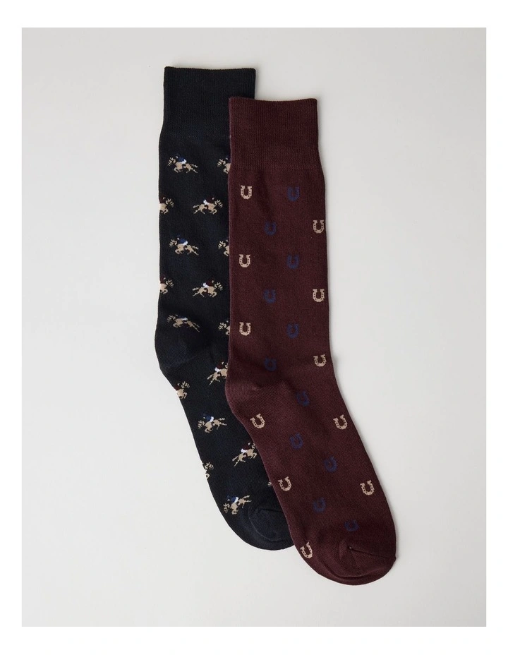 2 Pack at the Races Socks in Black and Andorra image 1