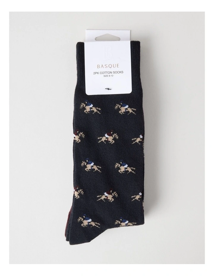 2 Pack at the Races Socks in Black and Andorra image 3