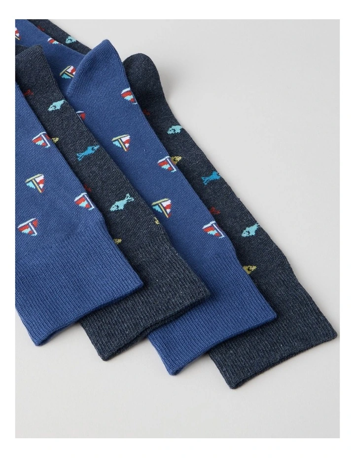 2 Pack Ocean Cruise Socks in Navy and Blue image 2