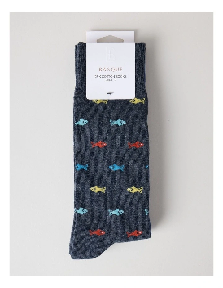 2 Pack Ocean Cruise Socks in Navy and Blue image 3