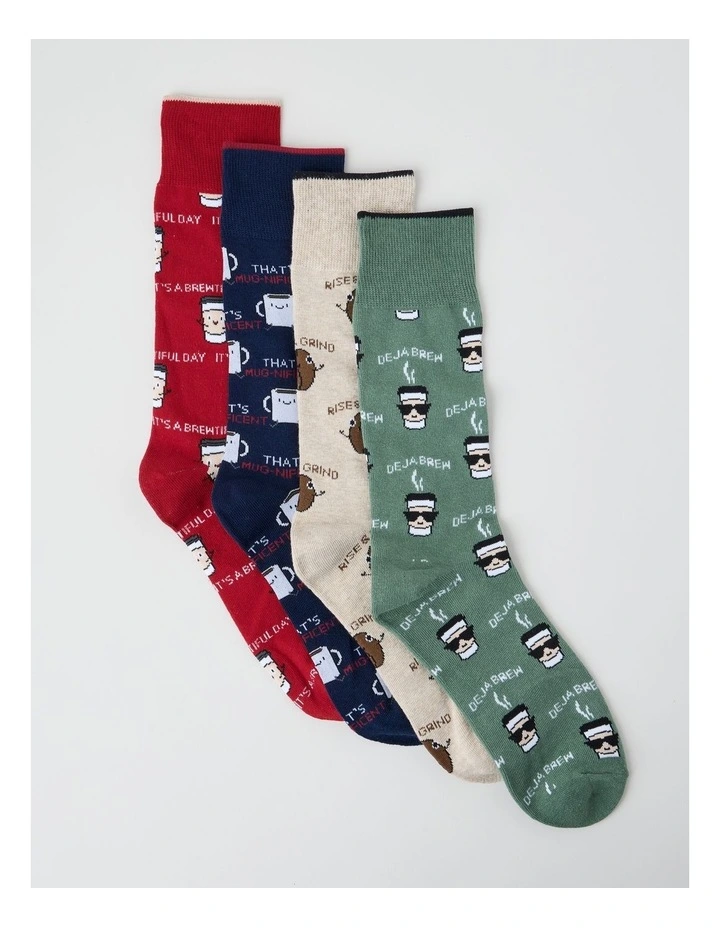 4 Pack Coffee Brew Socks image 1