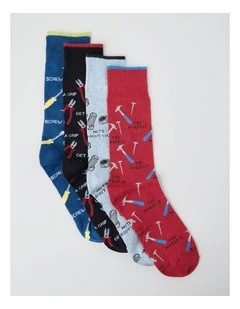 4 Pack On the Tools Socks