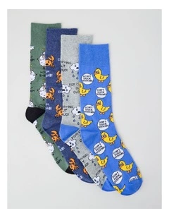 4 Pack Drama Crew Socks