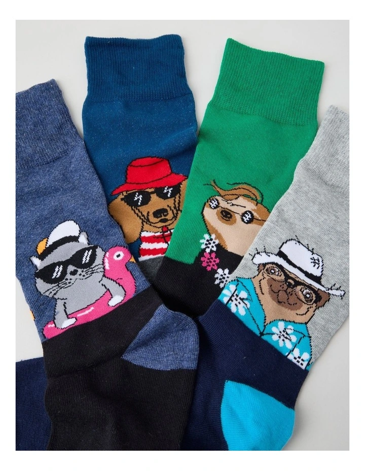 4 Pack Summer Vibe Animal Crew Socks image 2
