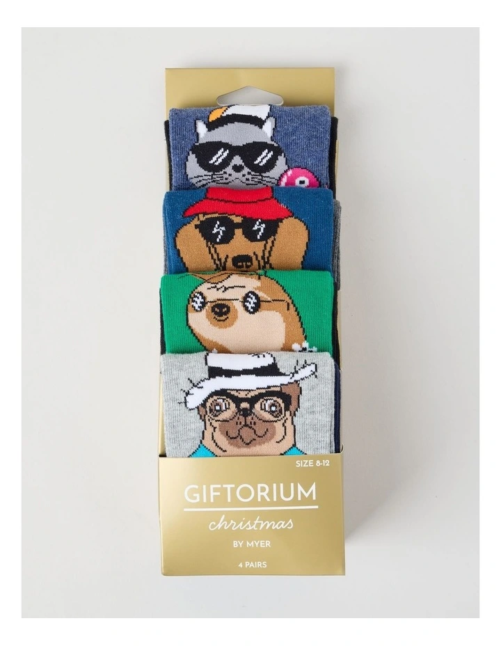 4 Pack Summer Vibe Animal Crew Socks image 3