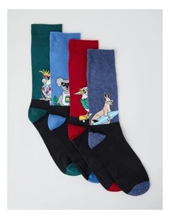 4 Pack Aussie Animal Socks