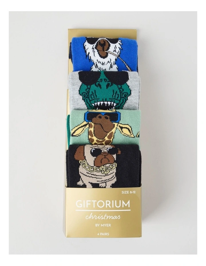 4 Pack Animal Crew Socks image 3
