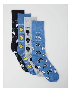 4 Pack Gamer Socks