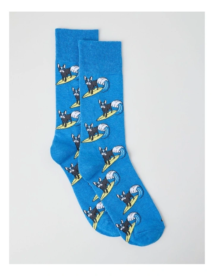 Surfing Dog Cotton Socks image 1