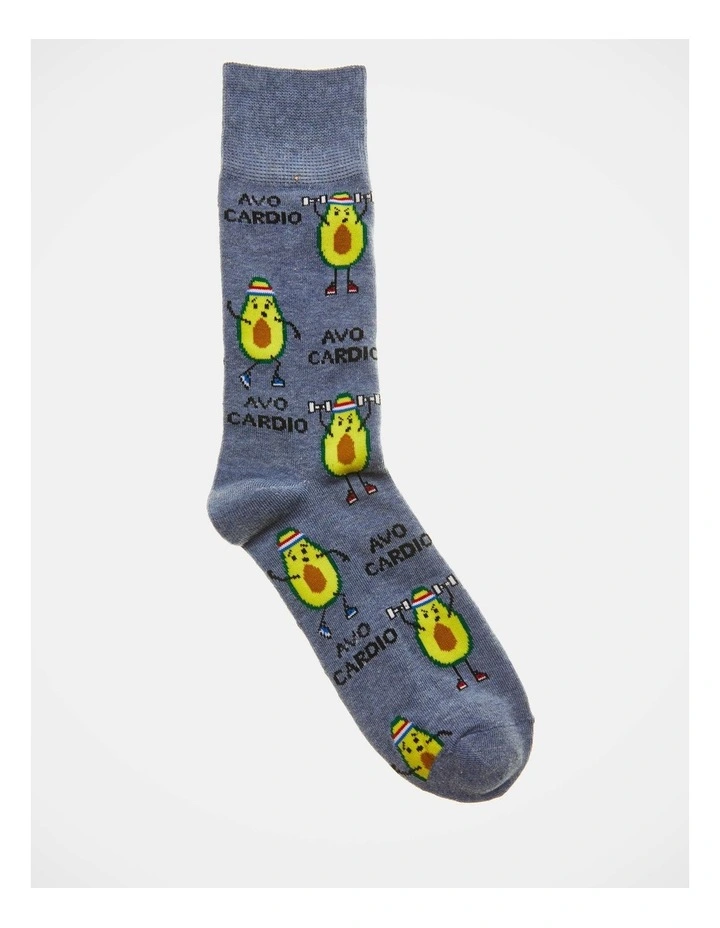 1 Pair Avo Cardio Crew Length Socks in Blue image 1
