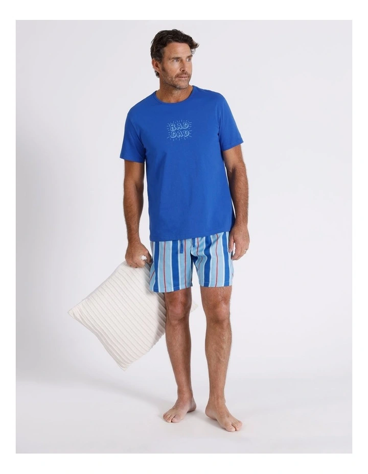 Short Sleeve Tee & Sateen Cotton Short PJ Set Rad Dad in Blue image 2