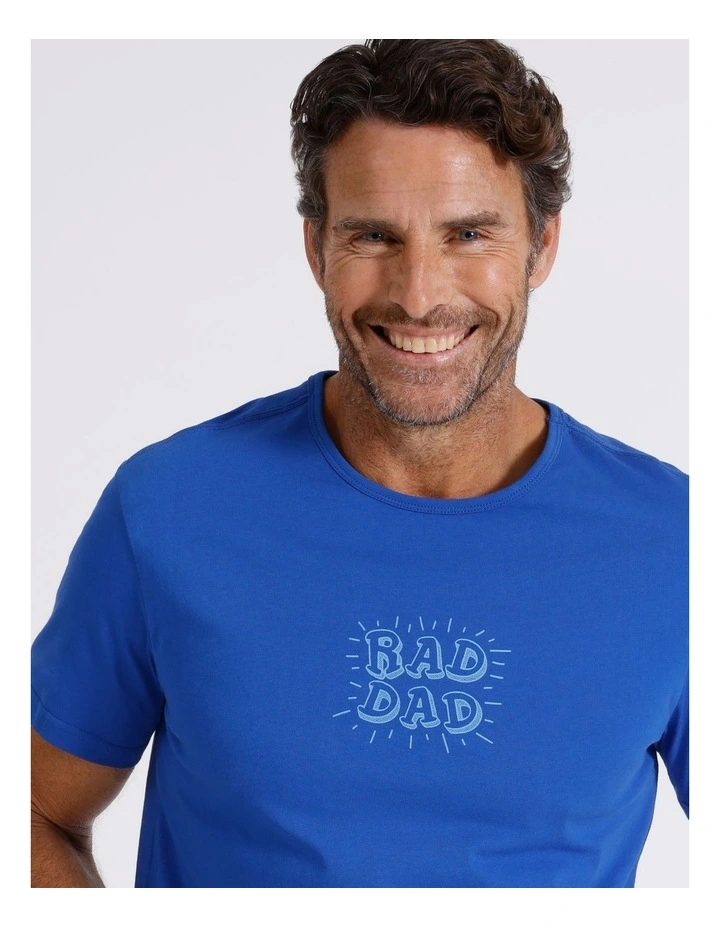 Short Sleeve Tee & Sateen Cotton Short PJ Set Rad Dad in Blue image 3