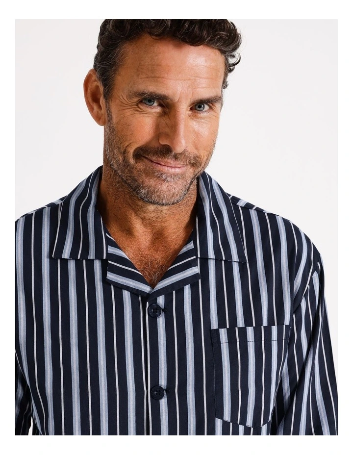 Essentials Long Sleeve Poplin PJ Set Stripe in Light Blue image 2