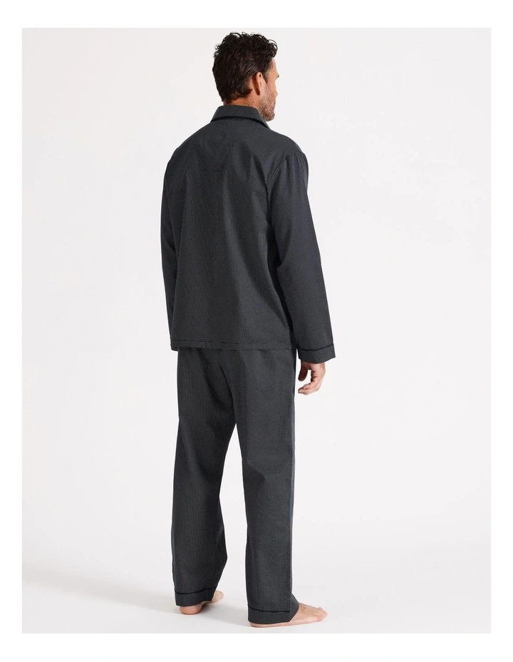 Long Sleeve Cotton Sateen PJ Set Pin Spot in Navy/White image 5