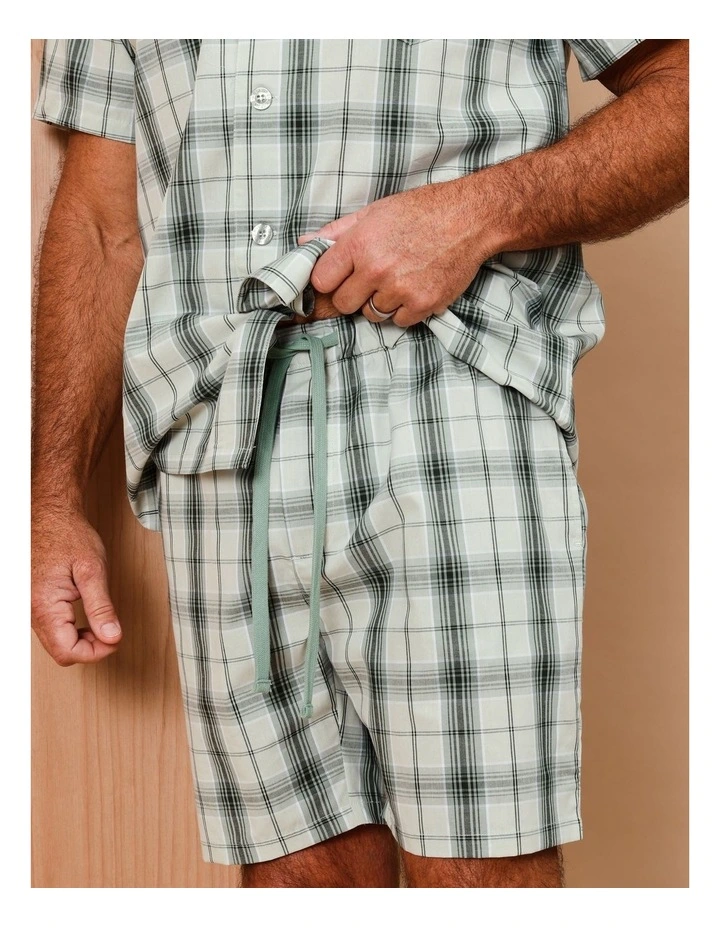 Reserve Short Sleeve Organic Pyjama Set Noah Check in Green MYER