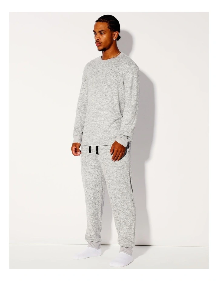 Plain Cozy Knit PJ Set in Grey Marle image 3