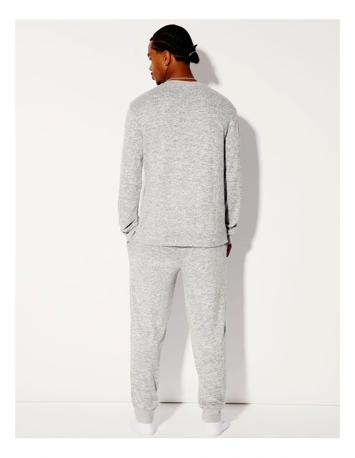 Plain Cozy Knit PJ Set in Grey Marle image 5