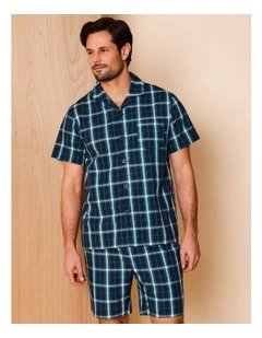 Short Sleeve Poplin PJ Set in Green Check