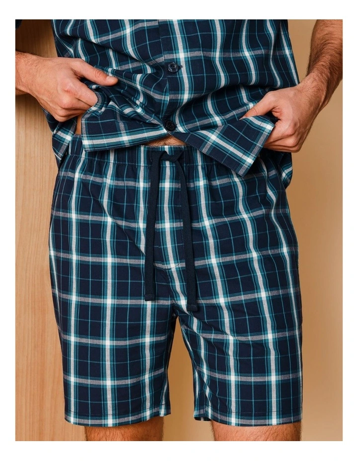 Short Sleeve Poplin PJ Set in Green Check image 4
