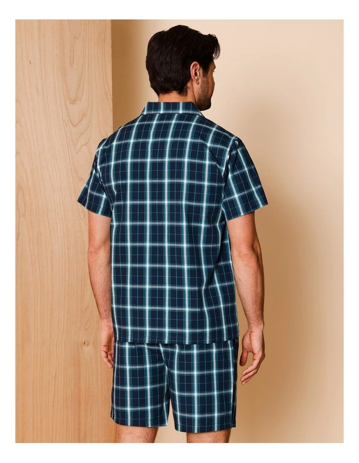 Short Sleeve Poplin PJ Set in Green Check image 5