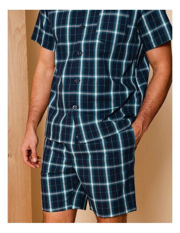 Short Sleeve Poplin PJ Set in Green Check image 6