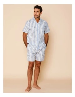 Short Sleeve Poplin PJ Set in Sail Stripe