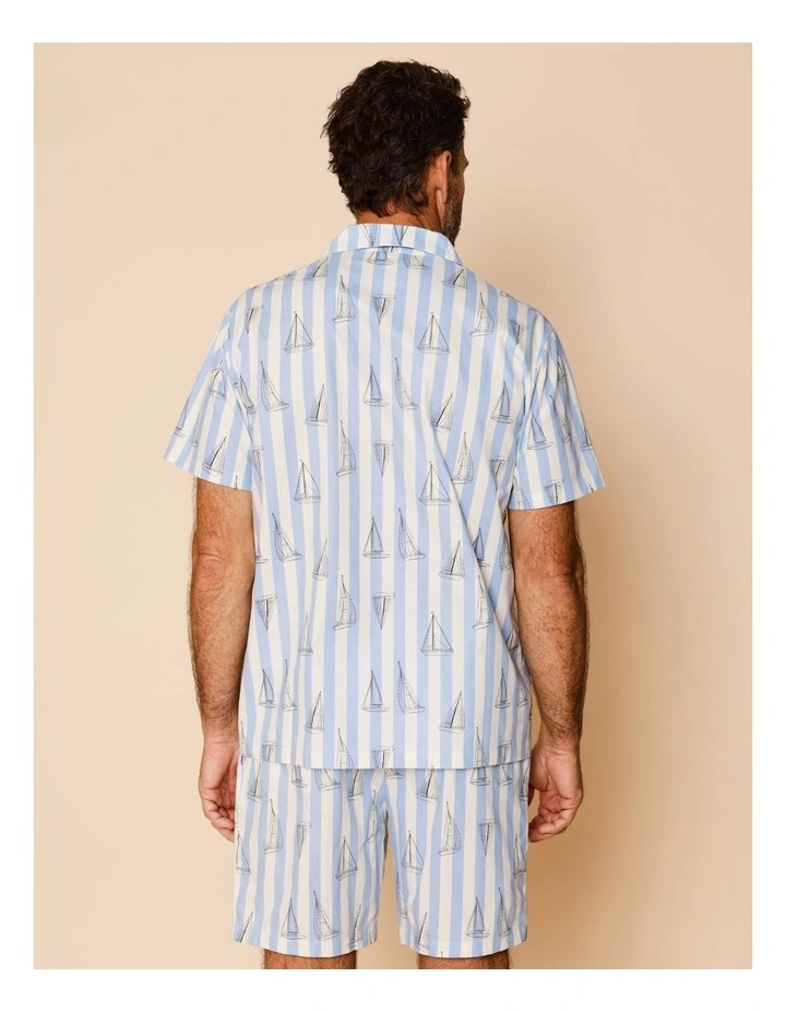 Short Sleeve Poplin PJ Set in Sail Stripe image 5