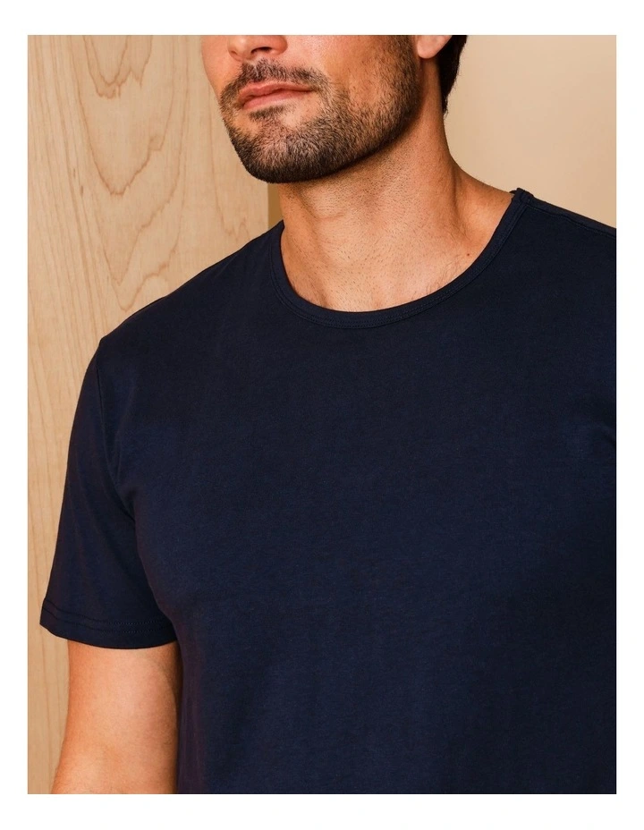 Tee & Poplin Short PJ Set Jess Check in Navy image 5
