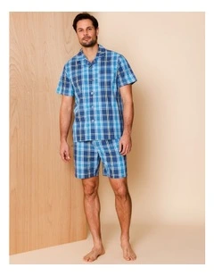Tee & Poplin Short PJ Set Floral in Denim