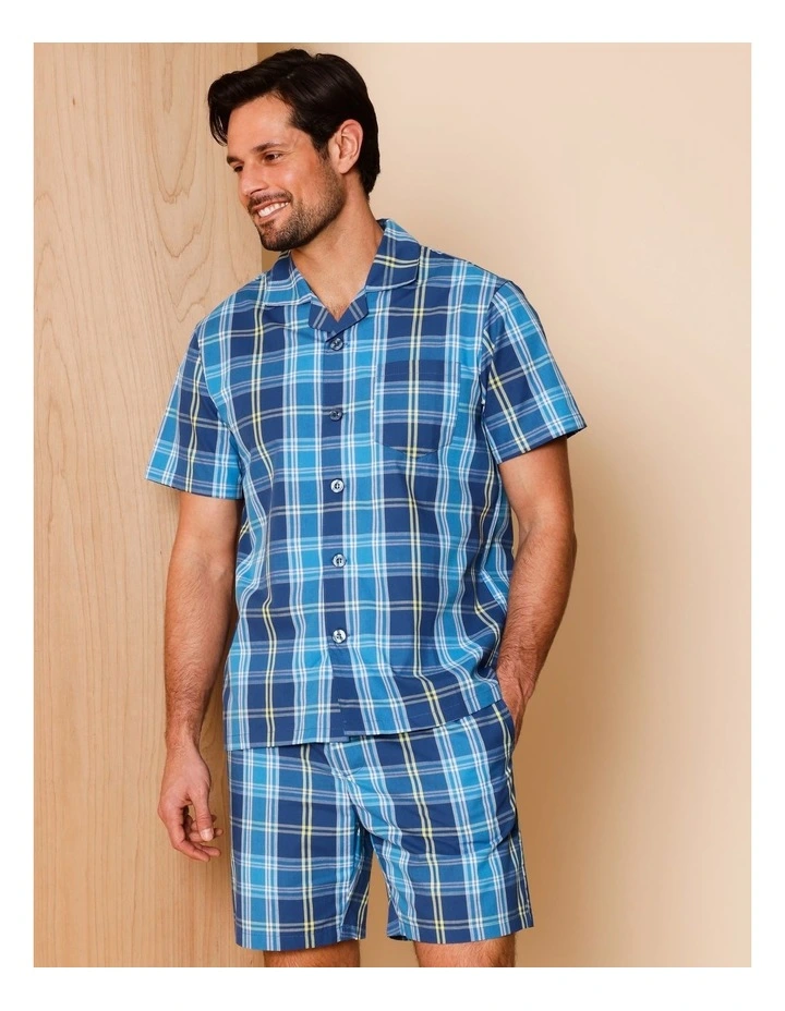 Tee & Poplin Short PJ Set Floral in Denim image 2