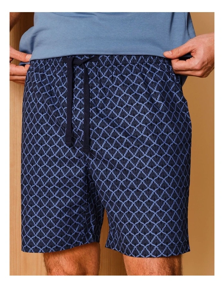 Tee & Poplin Short PJ Set Floral in Denim image 3